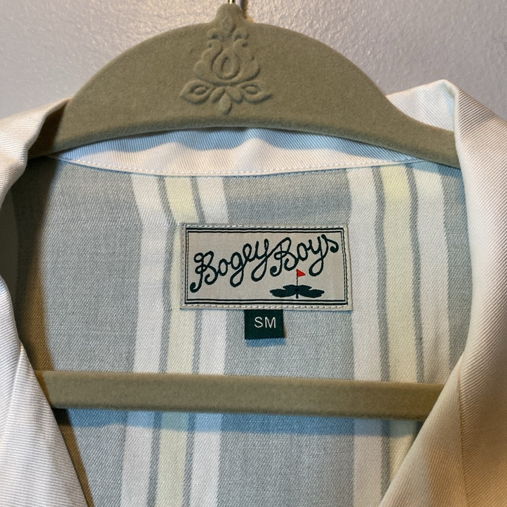 Bogey Boys Striped Button Up Shirt NEW Men's Small Green Stripe Rayon Retro Golf - Picture 6 of 12